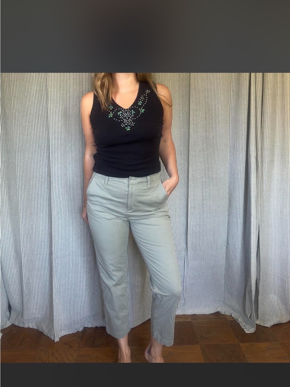 Gap - high waisted straight leg trousers / army green